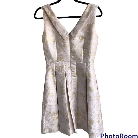 Tahari Samantha Blush light Gold Metallic Cocktail dress - Picture 14 of 16